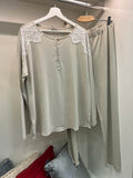 Pigiama donna con pizzo applicato