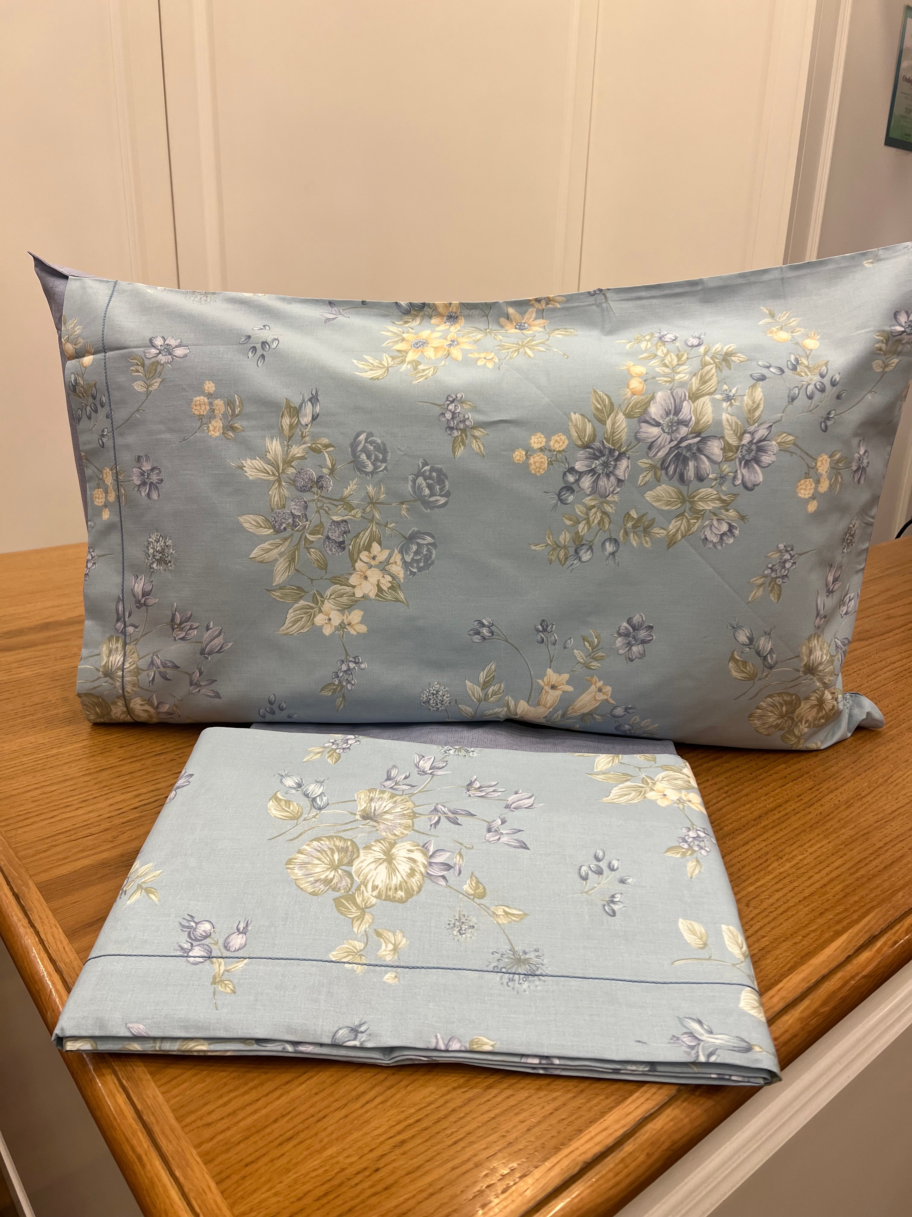 Lenzuola fiori celeste