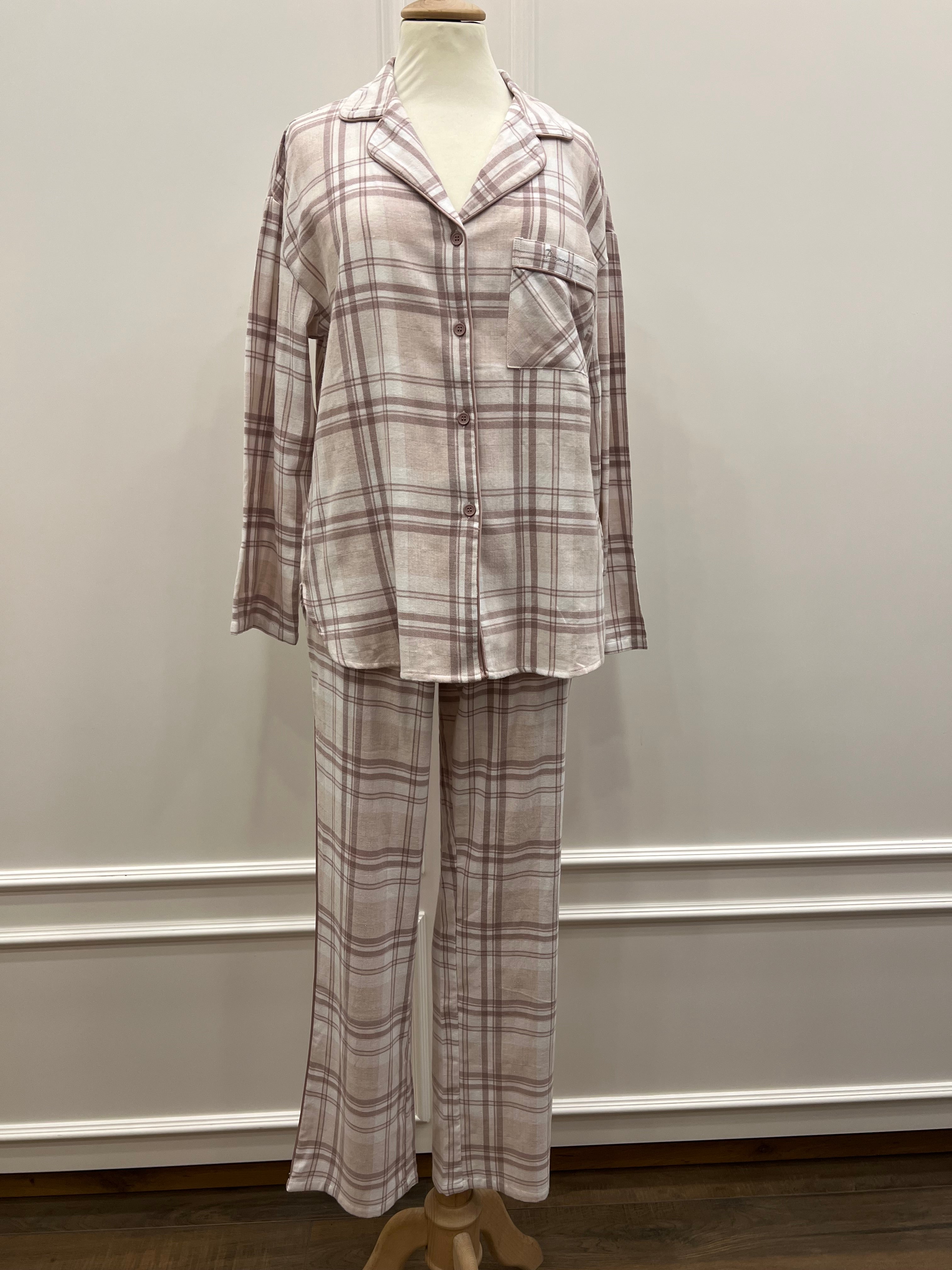 Pigiama in flanella quadri rosa