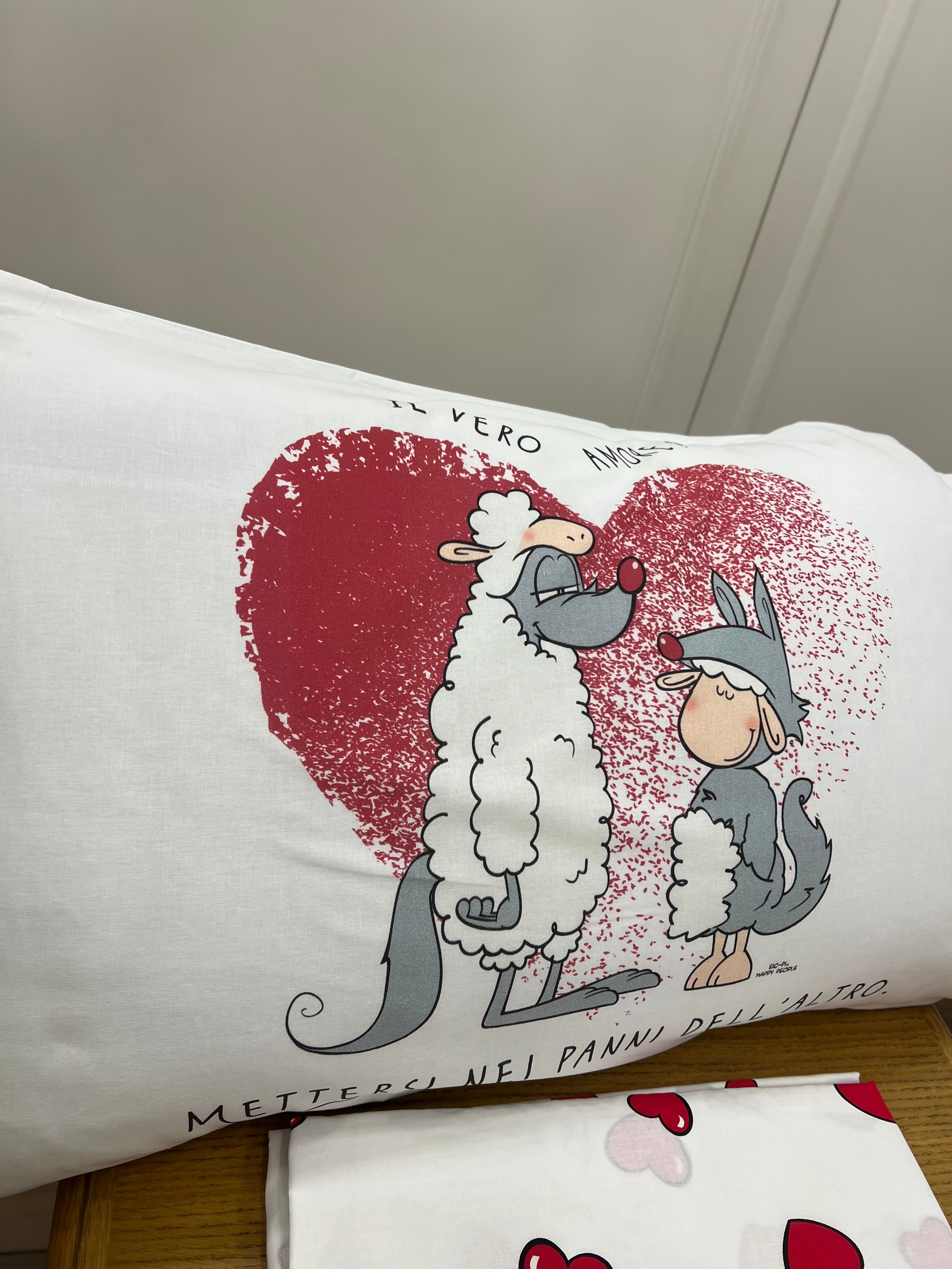 Completo lenzuola piazza 1/2 cuori