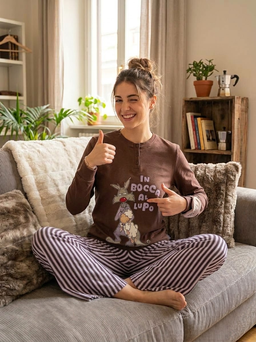 Pigiama Donna happy lupo